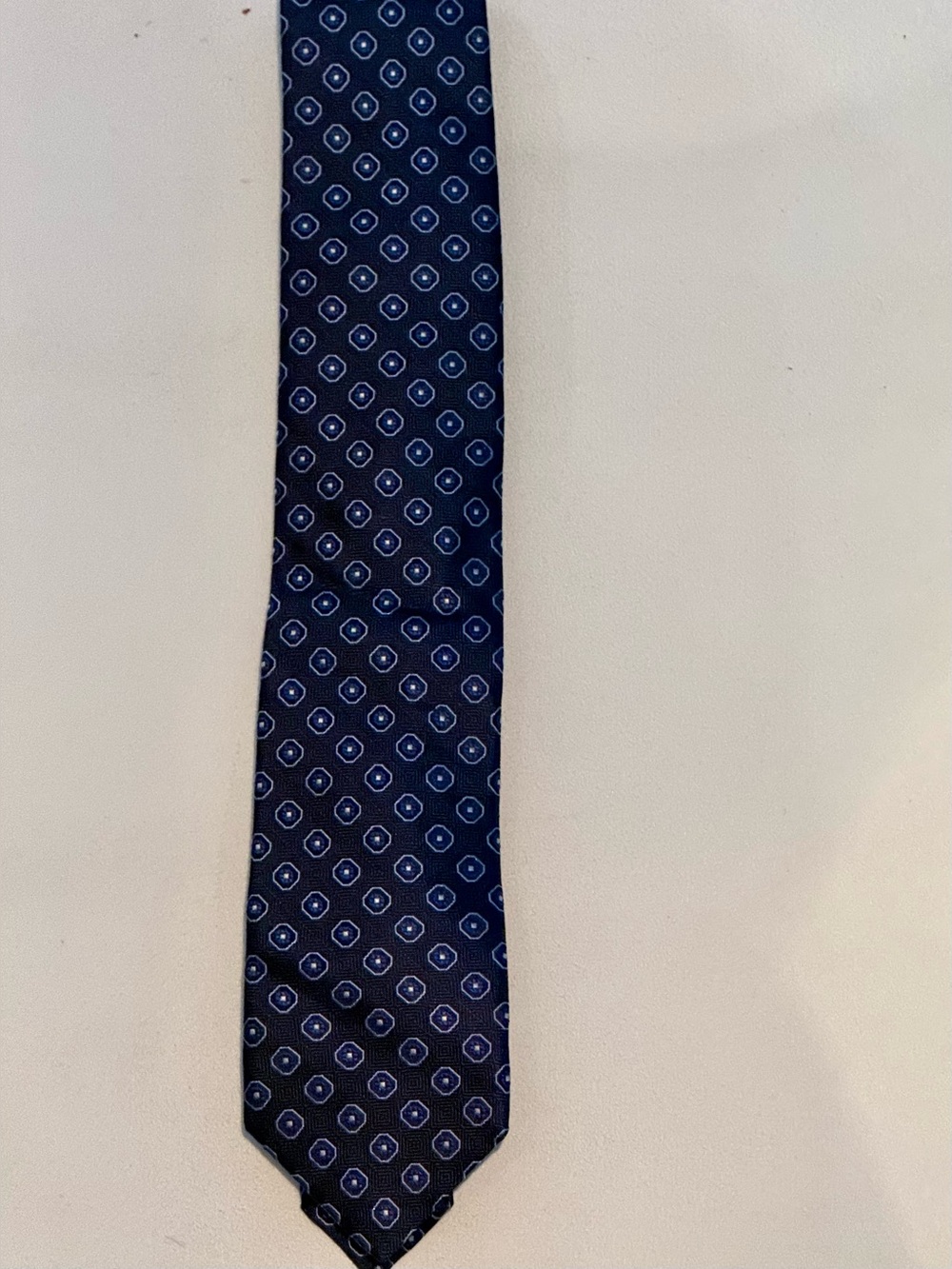 Classic Navy Geometric Silk Tie - Men Accessories